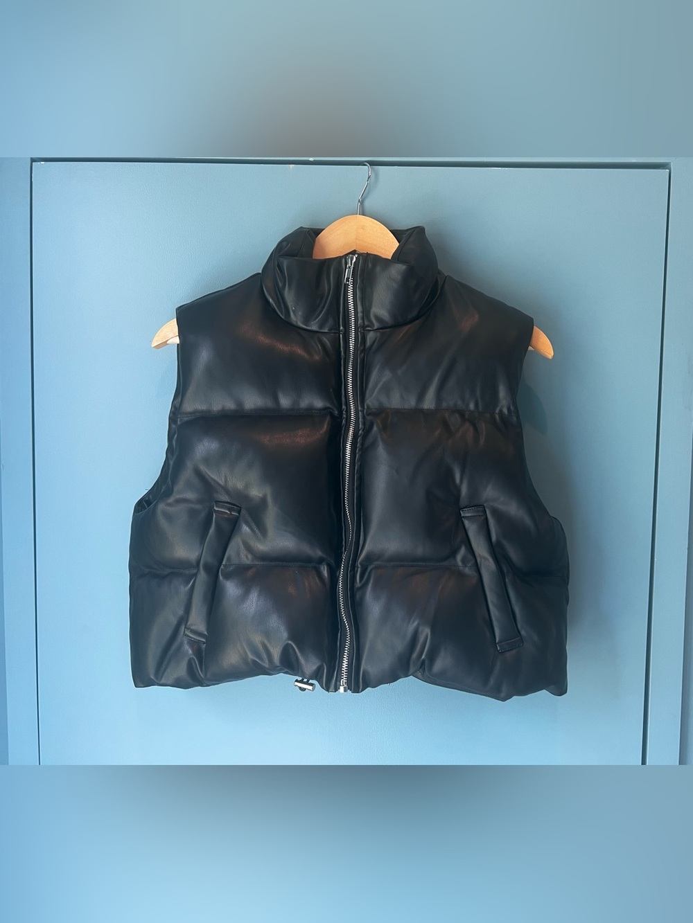 Women's Black Quilted Puffer Vest with Stand Collar